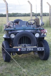 A World War 2 French Jeep being displayed.
