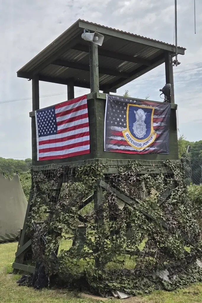 The guard post tower on site at the military show.