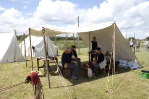 The team from the Napoleonic cannons resting after a day of entertaining.