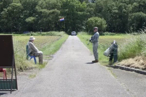 Two of the Heathens standing guard at the entrance to the site.